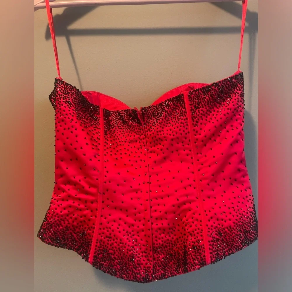 Adagio Bella Elegant Red Beaded Corset Top - Picture 5 of 6